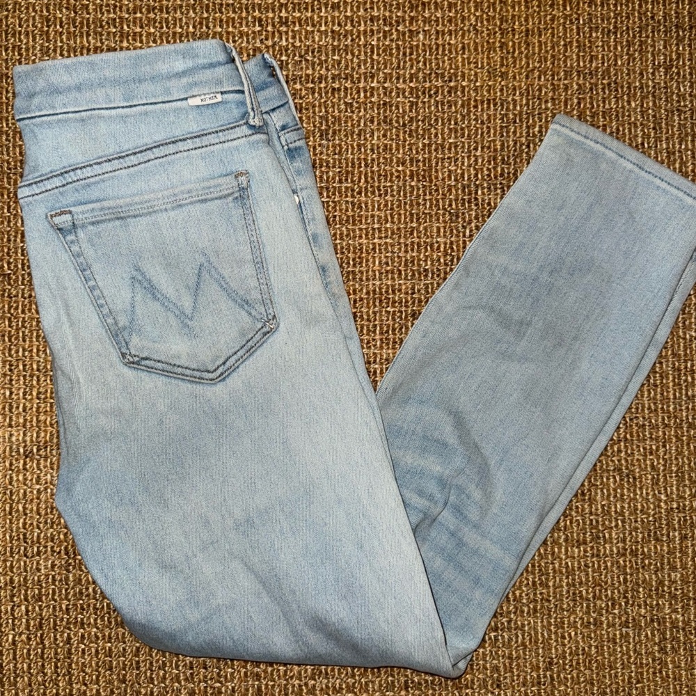 Mother Anthropologie The Looker Crop Skinny Jeans Swimming Pool Sunday Blue 27